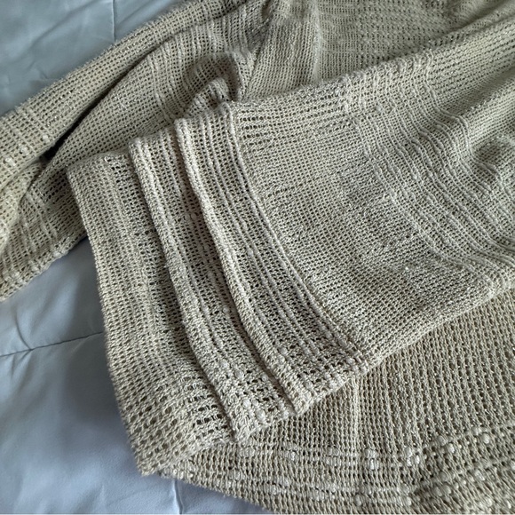 Free People Beige Knit Lace-up Sleeve Sweater – OVERSIZED XS - Picture 6 of 9